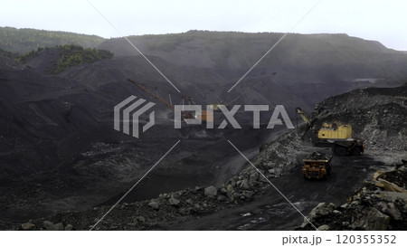 The use of Heavy Machinery in OpenPit Mining Operations involves various essential activities. Stock Clip 120355352