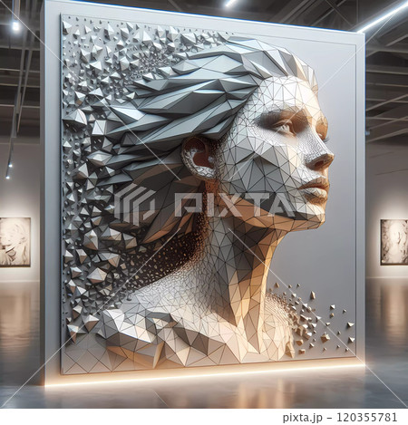 Modern Female Lowpoly Sculpture Art 120355781