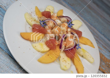 RECIPE CEVICHE OF SHRIMPS AND SCALLOPS WITH CITRUS FRUIT, LEMON, LIME, SQUEEZED ORANGE, GRAPEFRUIT RECIPE CEVICHE OF SHRIMPS AND SCALLOPS WITH CITRUS FRUIT, LEMON, LIME, SQUEEZED ORANGE, GRAPEFRUIT 120355832