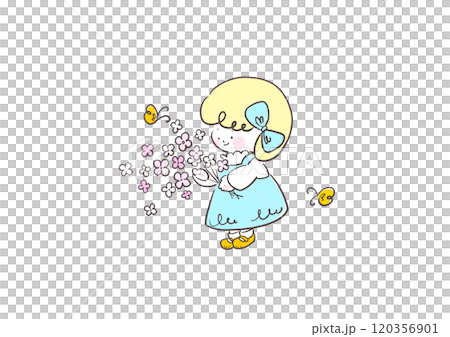 A girl in a light blue dress holding a bouquet A girl in a light blue dress holding a bouquet 120356901