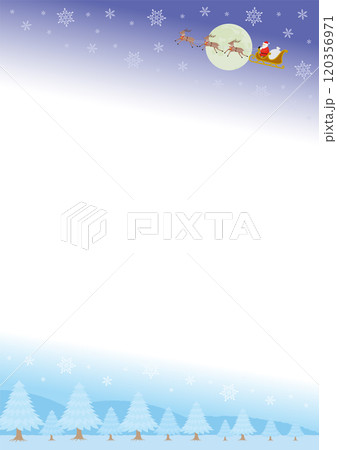 クリスマスの空飛ぶサンタとソリの斜めのイメージイラスト_縦_白背景 120356971