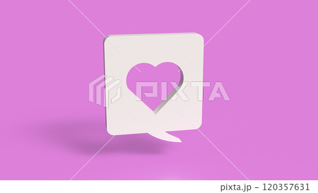 The heart icon in balloon text on pink background  for love concept 3d rendering. 120357631