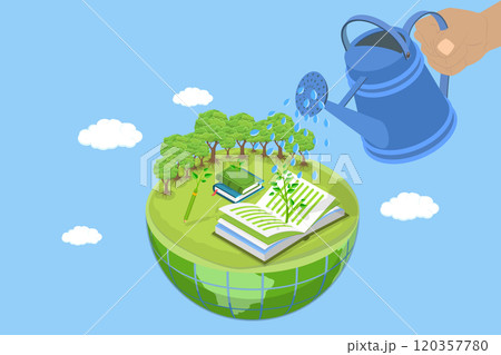 3D Isometric Flat Vector Illustration of Sustainable and Friendly Environment, Awareness about Importance of Protecting Nature 120357780