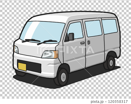 白色の軽バンのイラスト 白色の軽バンのイラスト 120358317