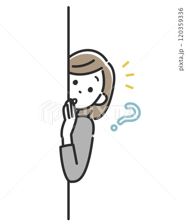 物陰からのぞき見するスーツ姿のビジネスウーマン女性 物陰からのぞき見するスーツ姿のビジネスウーマン女性 120359336