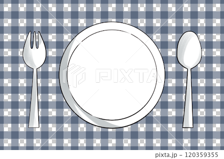 Hand-drawn table setting - navy blue placemat_02 Hand-drawn table setting - navy blue placemat_02 120359355