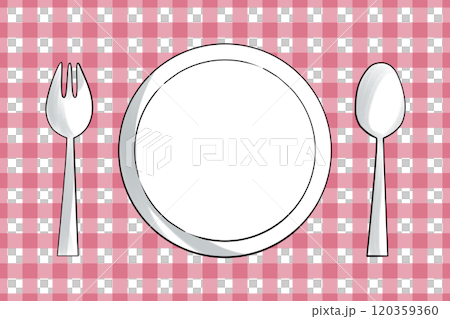 Hand-drawn table setting - Relaxing red placemat_02 120359360