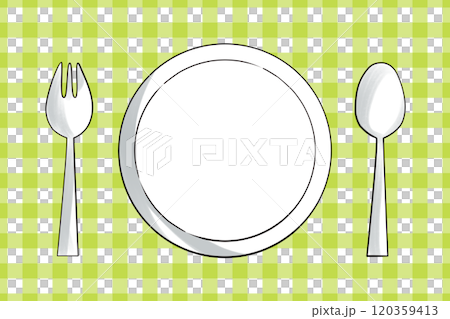 手描きのテーブルセッティング - リラックスグリーン（黄緑）のランチョンマット_02 120359413