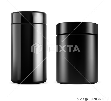 Black bottle vector mockup. Sport vitamin supplement can 120360009