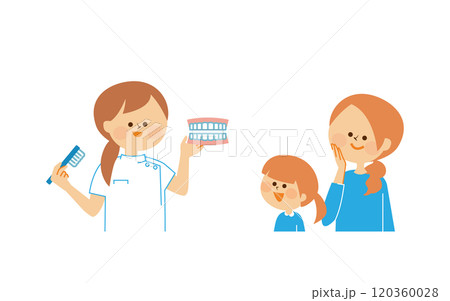 小児歯科　歯磨きの指導のイメージイラスト 120360028