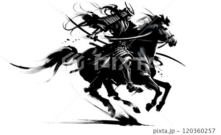 カッコイイ侍の水墨画（背景透過）のイラスト素材 [120360257] - PIXTA