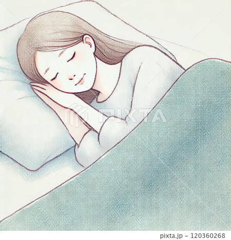 穏やかに眠る女性の優しいイラスト 120360268