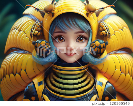 蛾の幼虫をイメージした女の子	 120360549