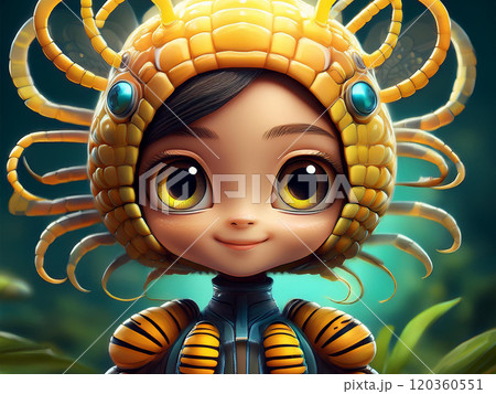 蛾の幼虫をイメージした女の子	 120360551