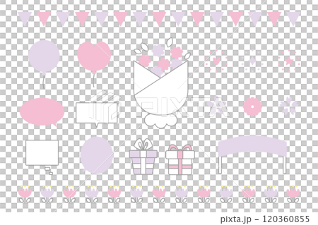 Simple and cute illustration material set Simple and cute illustration material set 120360855