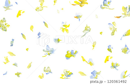 水彩画。水彩タッチの花びらのベクターイラスト背景。花の水彩イラスト。手書きのエレガントな花びら背景。 120361492