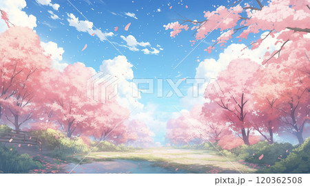 満開の桜と青い空　AI画像 120362508