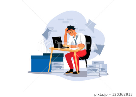 Stressed man with laptop in the office Stressed man with laptop in the office 120362913