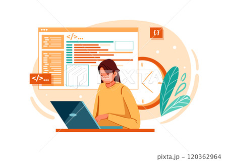 Developer coding website Illustration concept Developer coding website Illustration concept 120362964