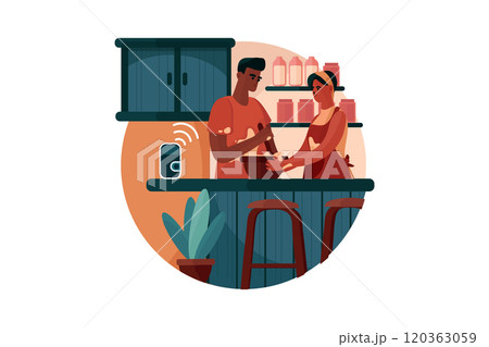 Couple using a smart speaker to cook the food Couple using a smart speaker to cook the food 120363059