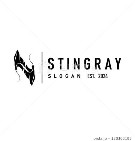 Stingray fish logo ocean animal design simple black manta silhouette illustration Stingray fish logo ocean animal design simple black manta silhouette illustration 120363193