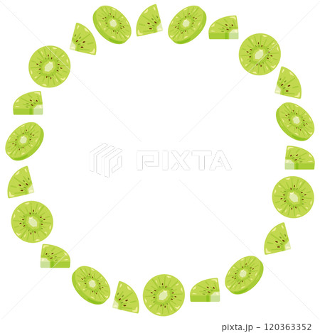 グリーンキウイの丸枠イラスト 120363352