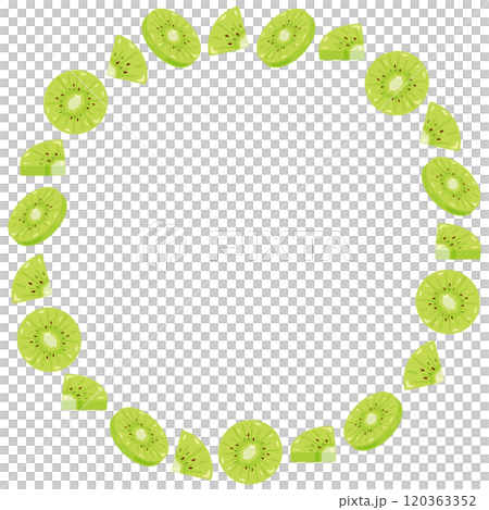 グリーンキウイの丸枠イラスト 120363352