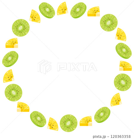 2色のキウイの丸枠イラスト 120363358