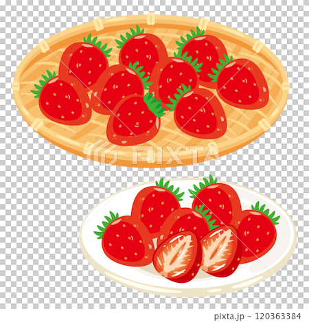 ザル盛られた苺と皿に盛られた苺 120363384