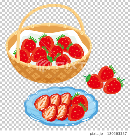 Strawberry set in a basket 120363387