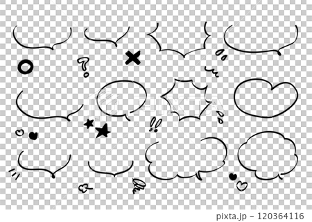 A set of cute, handwritten and doodle style speech bubbles 120364116