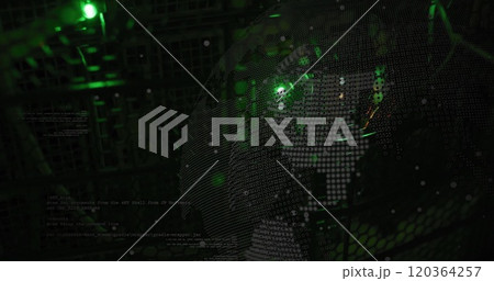 Digital face composed of binary code with green data processing image Digital face composed of binary code with green data processing image 120364257