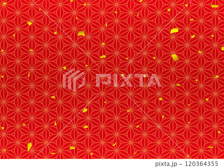 紙吹雪と桔梗麻の葉背景 120364355