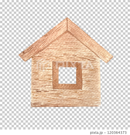 Toy house wooden textured watercolor illustration isolated on white. Hand painted design elements perfect for cards, banners, pet shops and packages, bird lovers guides decor. Direction clip art Toy house wooden textured watercolor illustration isolated on white. Hand painted design elements perfect for cards, banners, pet shops and packages, bird lovers guides decor. Direction clip art 120364373