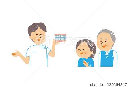 歯医者とシニアの男女　かわいいイラスト素材 120364847