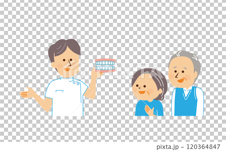 歯医者とシニアの男女　かわいいイラスト素材 120364847
