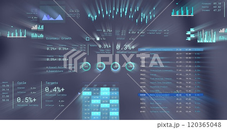 Image of financial data processing over dark background Image of financial data processing over dark background 120365048