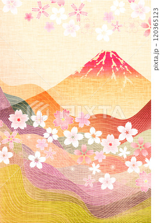 和柄 年賀状 富士山 背景 和柄 年賀状 富士山 背景 120365123