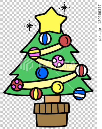 丸いオーナメントの可愛いクリスマスツリー 120366337