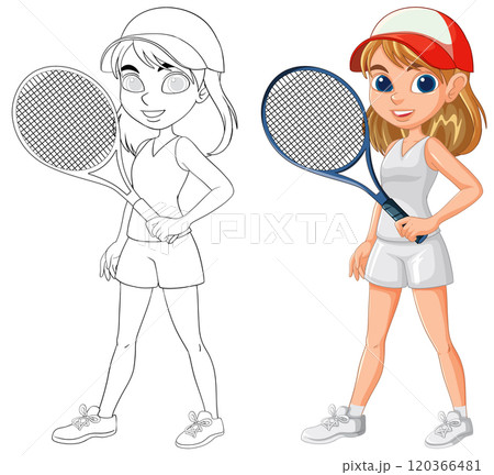 Young Tennis Player Illustration 120366481