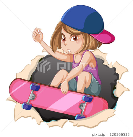 Skater Girl Breaking Through Wall 120366533