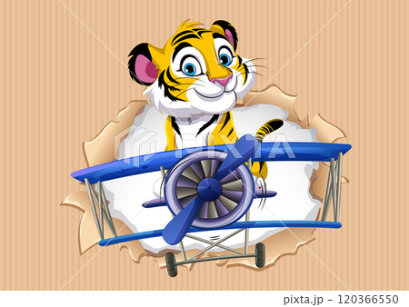 Tiger Pilot in a Paper Plane 120366550