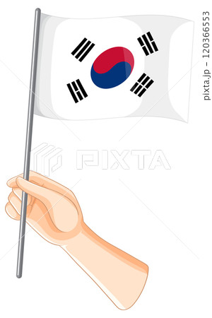 Hand Holding South Korean Flag 120366553