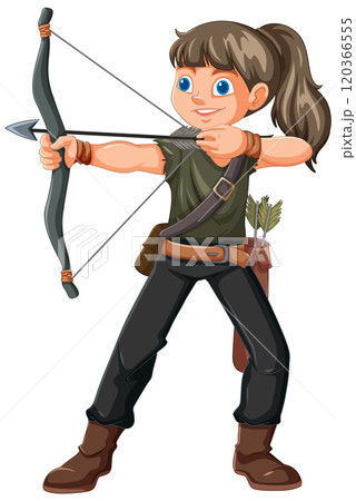 Young Archer Aiming at Target 120366555