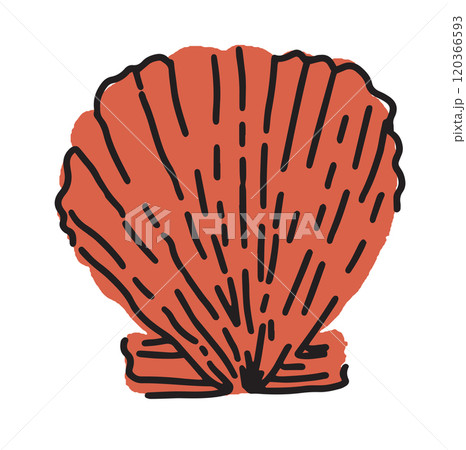 Minimal orange scallop shell vector Minimal orange scallop shell vector 120366593