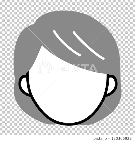 高齢女性のシンプルな人物アイコンのイラスト　顔なし　黒　モノクロ 120366928