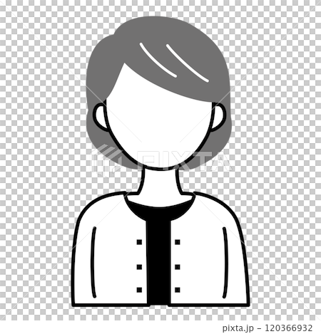 高齢女性のシンプルな人物アイコンのイラスト　顔なし　黒　モノクロ 120366932