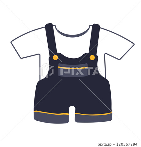 かわいいTシャツとオーバーオールのベクターイラスト かわいいTシャツとオーバーオールのベクターイラスト 120367294