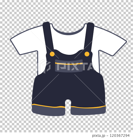 かわいいTシャツとオーバーオールのベクターイラスト かわいいTシャツとオーバーオールのベクターイラスト 120367294