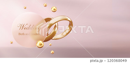 3d romantic composition with golden wedding bands 3d romantic composition with golden wedding bands 120368049